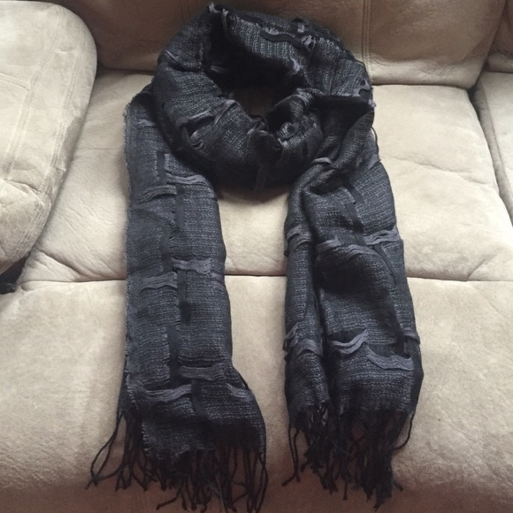 Black fringed scarf